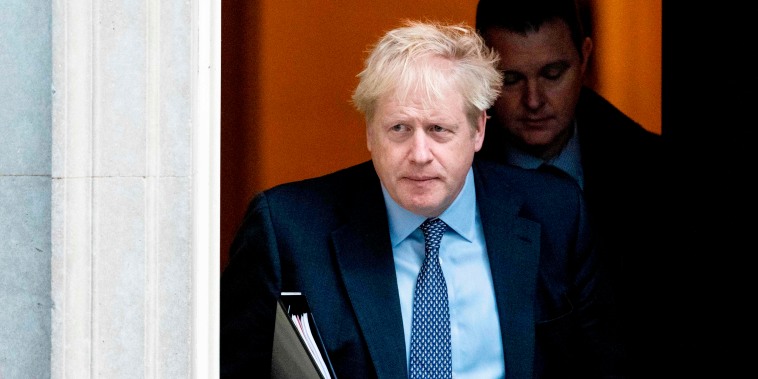 Image: British Prime Minister Boris Johnson leaves Downing Street in London on Oct. 19, 2019.