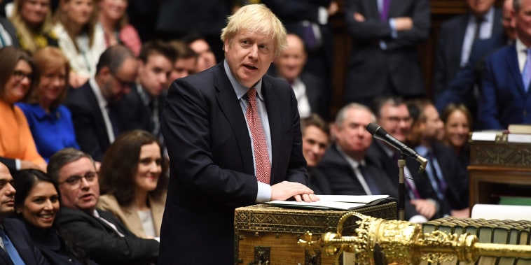 Image: Britain's Prime Minister Boris Johnson speaking at the dispatch box in the House of Commons in London, during the first sitting of Parliament since the general election