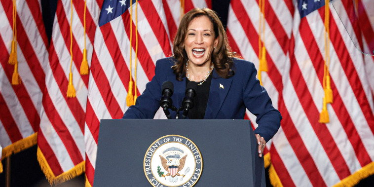 Image: politics political politician kamala harris smile podium