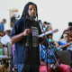 Christian Flagg, 33, speaks during the California Reparations Task Force meeting to hear public input in Los Angeles on Sept. 22, 2022.