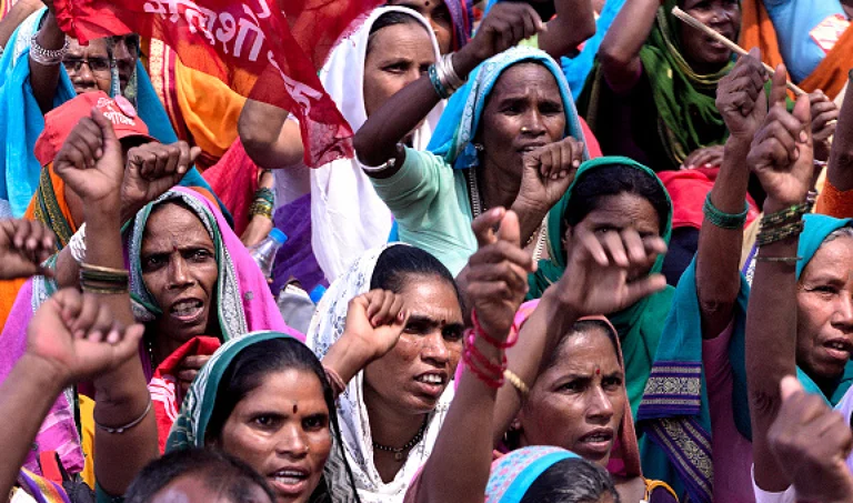 Members of tribal community from various parts of Maharashtra during protest - Getty Images