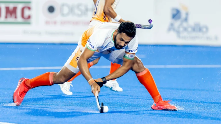 India men's hockey team captain Harmanpreet Singh in action. - Photo: Hockey India