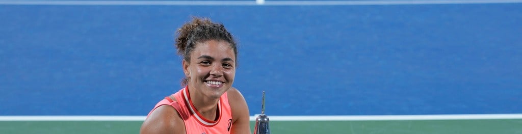 AP : Jasmine Paolini poses with her trophy after beating Anna Kalinskaya in the final of the Dubai Tennis Championships 2024 in Dubai, United Arab Emirates, February. 24, 2024.
