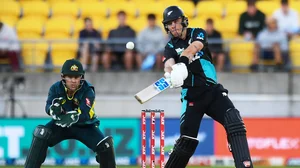 AP Photo/Chris Symes                     : New Zealand's Finn Allen bats during the 1st T20I between Australia and New Zealand in Wellington.