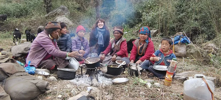 In Nepal, 2022, near the Chinese border, with nomadic people, working on a story on global warming and GLOFs in the Himalayas. - Vanessa Dougnac