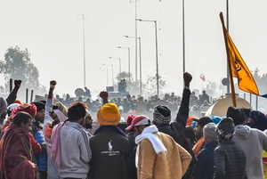 PTI : Farmers protesting at Shambhu border