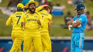 X/ @Sport360
 : Musheer Khan reacts after being bowled in the final of ICC U-19 WC 2024 in Benoni on Sunday.