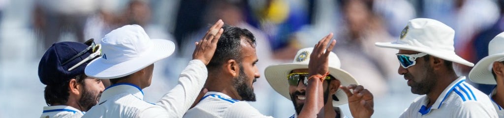 AP : India's Akash Deep, third left, celebrates the wicket of England's Zak Crawley on Day 1 of the fourth Test in Ranchi, February 23, 2024.