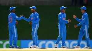 Photo Courtesy: ICC : India players celebrate after the team's victory during the ICC U19 Men's Cricket World Cup 2024.