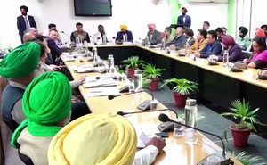 PTI : Meeting between Union Ministers and leaders of protesting farmer unions in Chandigarh.