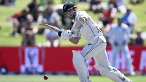 Photo - AP : Kane Williamson bats during the 1st Test of day one at Bay Oval against South Africa.