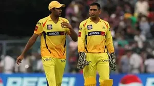 BCCI : File photo of Ravichandran Ashwin and MS Dhoni, while playing together for Chennai Super Kings in the Indian Premier League.