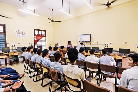 Students at the Government ITI for Men, Guindy, Chennai. 