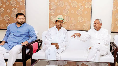 KCR with Bihar’s Nitish Kumar and Tejashwi Yadav