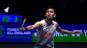 AP : Lakshya Sen in action against J Christie at the All England C'ships.