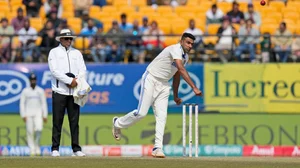 AP/Ashwini Bhatia : Ravichandran Ashwin bowls on the first day of the fifth Test match between England and India in Dharamsala.