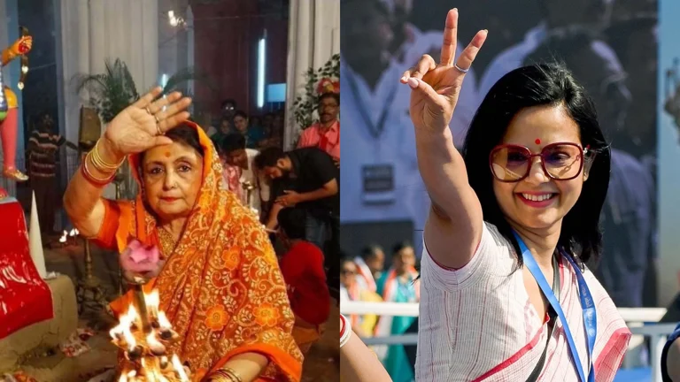BJP candidate Amrita Roy and TMC candidate Mahua Moitra for West Bengal's Krishnanagar seat in Lok Sabha polls 2024. - X/ @Kompella_MLatha and @MahuaMoitra