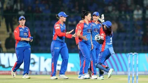 Photo: X/ @wplt20 : Delhi Capitals Women players celebrating a wicket against Mumbai Indians Women in WPL 2024.