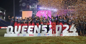 PTI : Royal Challengers Bangalore players celebrate after winning the WPL 2024 final against Delhi Capitals at the Arun Jaitley Stadium in New Delhi on March 17, 2024.
