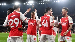 (Photo: X|Arsenal) : Arsenal celebrates 2-1 won over Brentford at the English Premier League 2023-24 on March 9, Saturday. 
