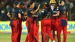 Photo: X/ @wplt20 : Royal Challengers Bangalore players celebrating a wicket of UP Warriorz in Match 11 of WPL 2024.