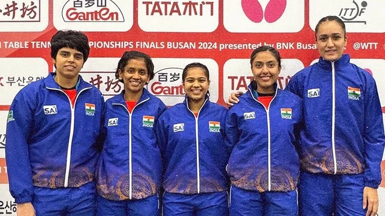 Indian Women's Table Tennis Team secured the Paris Olympics quota along with the men's team on Monday. - Photo: X/ @WeAreTeamIndia
