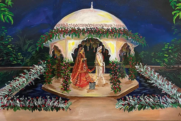 Instragram: @paintmewed : Colour Splash: A painting by Noor, a lawyer-turned live wedding painter  