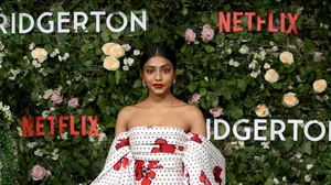Getty images : Charithra Chandran at the "Bridgerton" Series 2 World Premiere at Tate Modern in 2022.