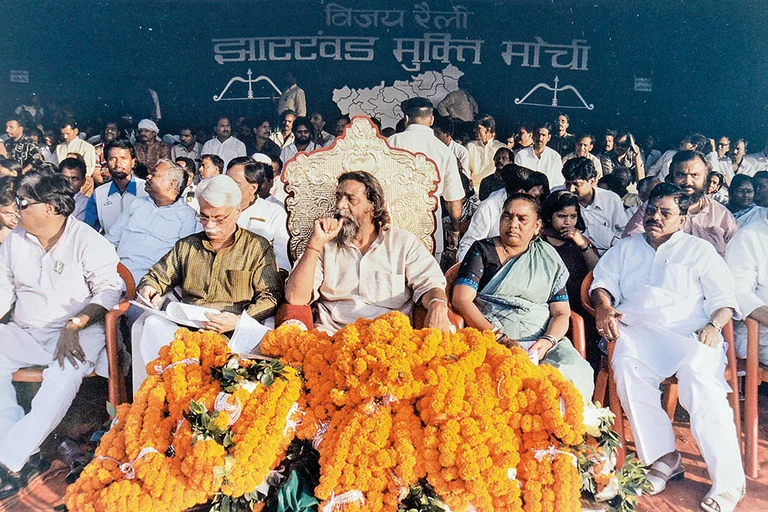 From the Archives: Shibu Soren at the Vijay Rally in Bihar - Photos: Outlook Archive
