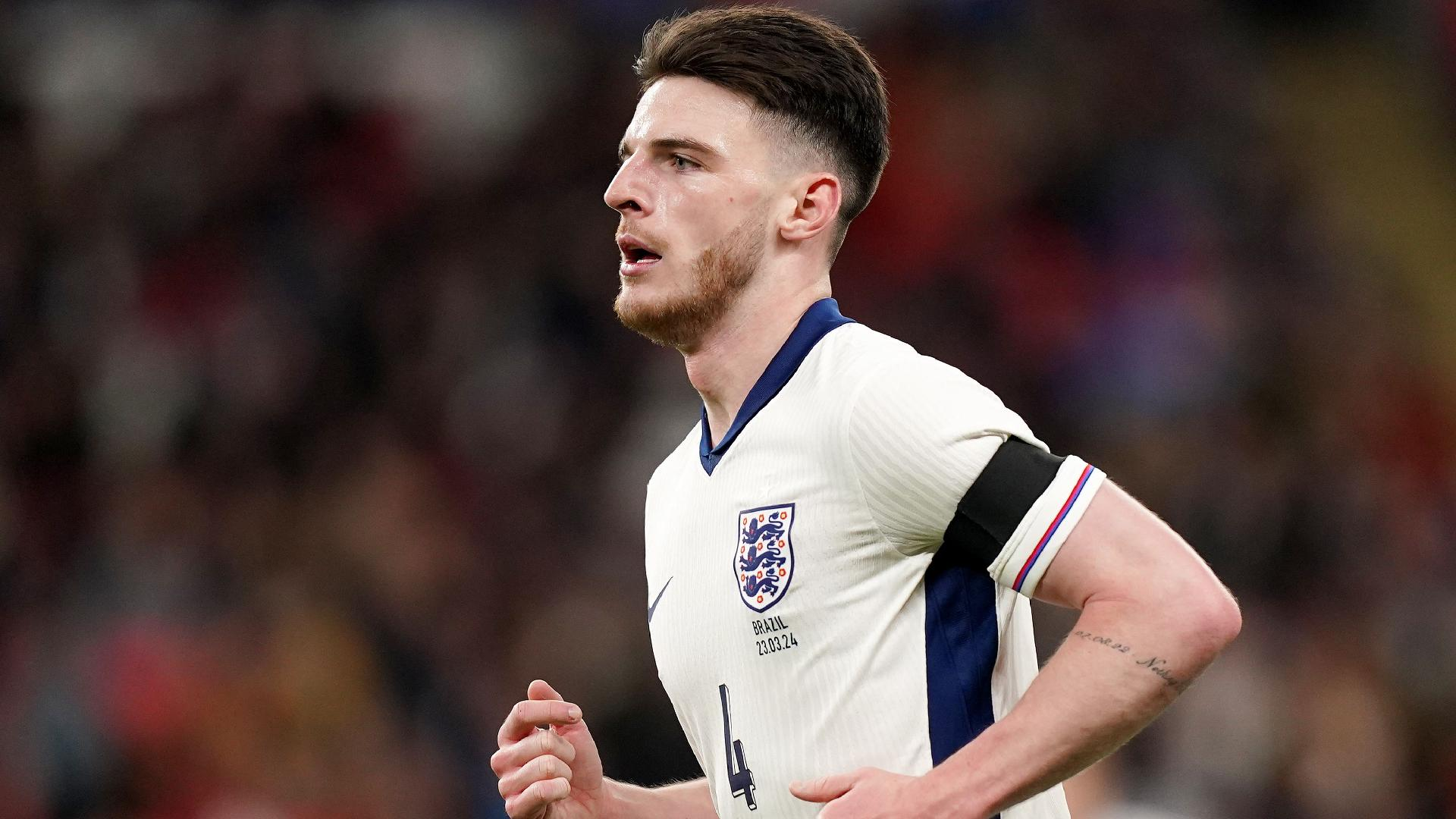 Mike Egerton/PA : Declan Rice will captain England against Belgium.