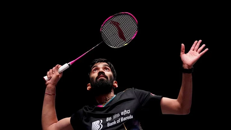 India's Srikanth Kidambi in action against Denmark's Viktor Axelsen at the All England Open Badminton Championships 2024 in Birmingham. - Bradley Collyer/PA via AP