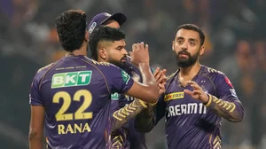 AP : Varun Chakravarthy (right) picked up three wickets for Kolkata Knight Riders against Delhi Capitals in the Indian Premier League 2024 match at the Eden Gardens on April 29. 