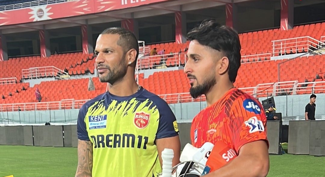 X/@SunRisers : Sikhar Dhawan and Umran Malik ahead of the match