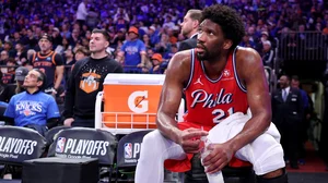 Joel Embiid was hurt while making a brilliant play during the second quarter on Saturday.