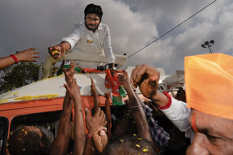 Gaining Ground: BJP candidate Annamalai at a roadshow on the 
outskirts of Coimbatore  - Photos: Manpreet Romana