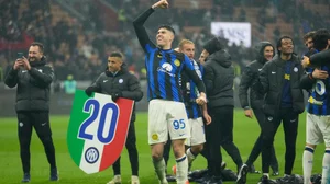 Luca Bruno/AP : Inter Milan players celebrate after winning their 20th Serie A title with a 2-1 win over AC Milan.