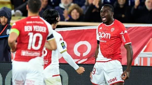 Youssouf Fofana celebrates for Monaco against Lille on Wednesday