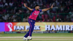 AP Photo/Surjeet Yadav : Avesh Khan is part of Rajasthan Royals in the Indian Premier League (IPL) 2024.
