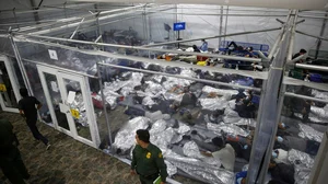 AP : Children lie inside a pod at the main detention center for unaccompanied children in the Rio Grande Valley run by U.S. Customs and Border Protection (CBP), in Donna, Texas, March 30, 2021.