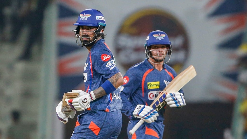 AP : Lucknow Super Giants captain KL Rahul, left, and his batting partner Quinton de Kock run between the wickets during their Indian Premier League 2024 match against Chennai Super Kings in Lucknow on April 19.