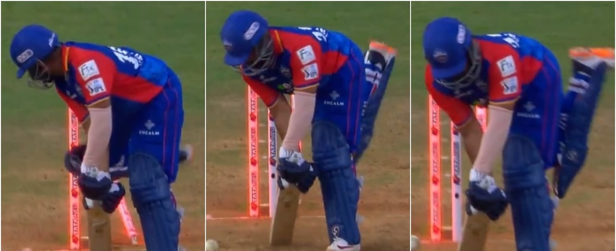 Composite IPL screenshots : As the uprooted leg stump fell unconscious on the ground, the crowd at the Wankhede Stadium erupted in joy and Shaw could only walk back to the pavilion still calculating what had hit him.