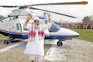 Photo: Getty Images : Grounded?: Badruddin Ajmal during an election campaign in Boko, Assam, on April 5, 2016