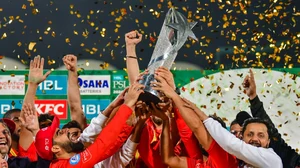 Photo: X/ @thePSLt20 : Islamabad United players celebrating after winning the PSL 2024 title.
