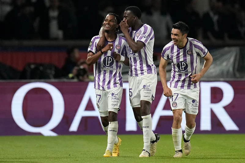 Toulouses Yann Gboho celebrates his sides second goal