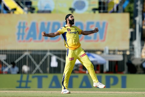 Simarjeet Singh celebrates Sanju Samson's wicket