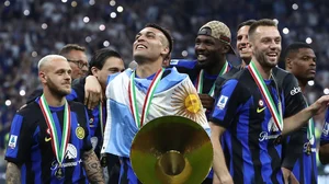 Inter celebrate their Serie A success.