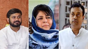 Left - Kanhaiya Kumar, Centre - Mehbooba Mufti, Right - Sambit Patra