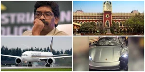 May 22 News Wrap: (clockwise) Ex-Jharkhand CM Hemant Soren, Calcutta High Court, Pune Car Crash, Singapore Airlines Flight