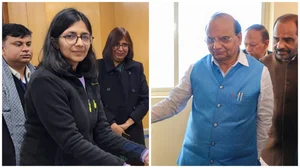 X : L: Former DCW chief Swati Maliwal | R: Delhi -LG VK Saxena