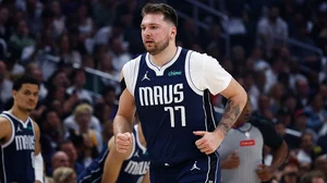 Luka Doncic playing for the Mavs